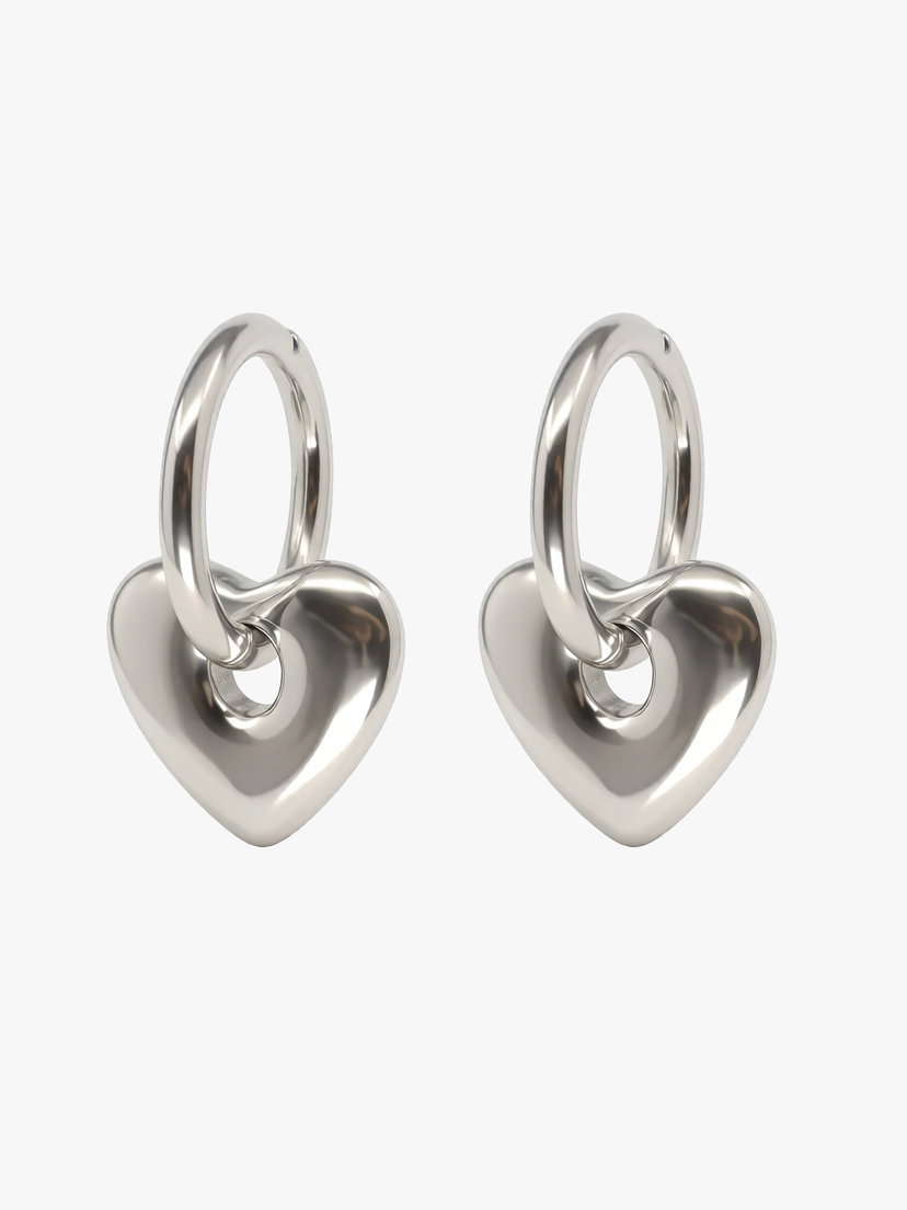 Josephine Heart Earrings - Silver Plated