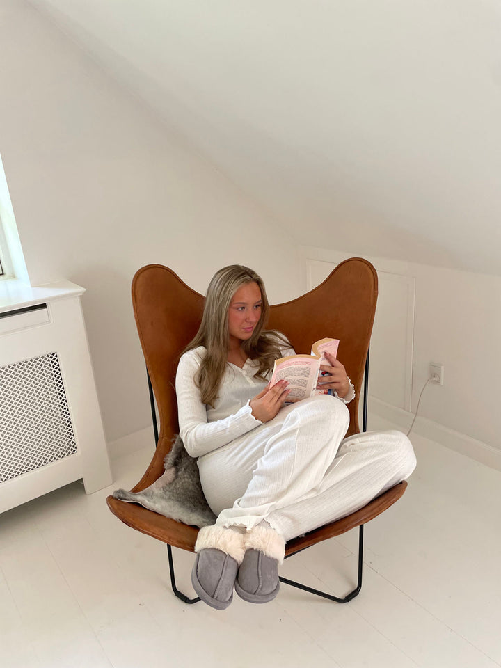 Lenora Teddy Slippers - Grey