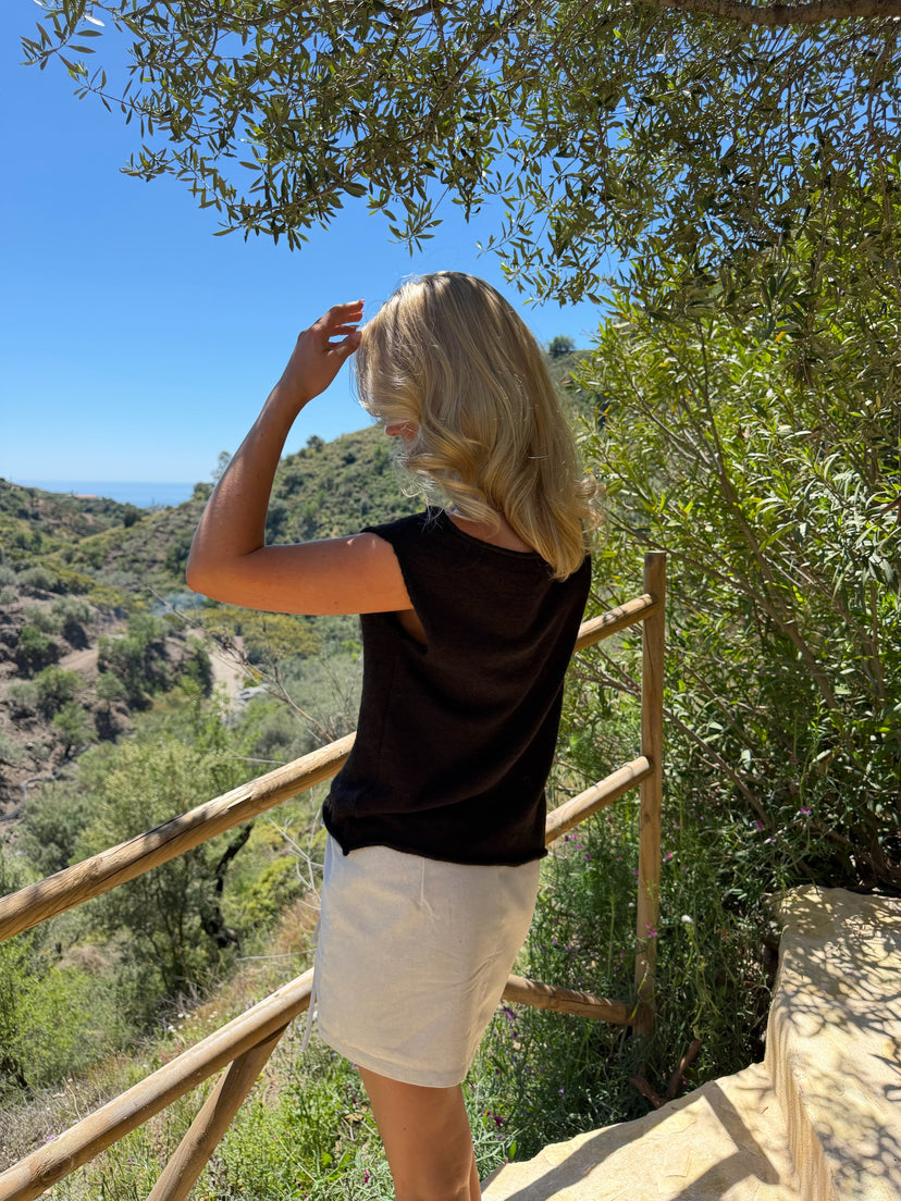 Line Linen Mini Skirt - Nature