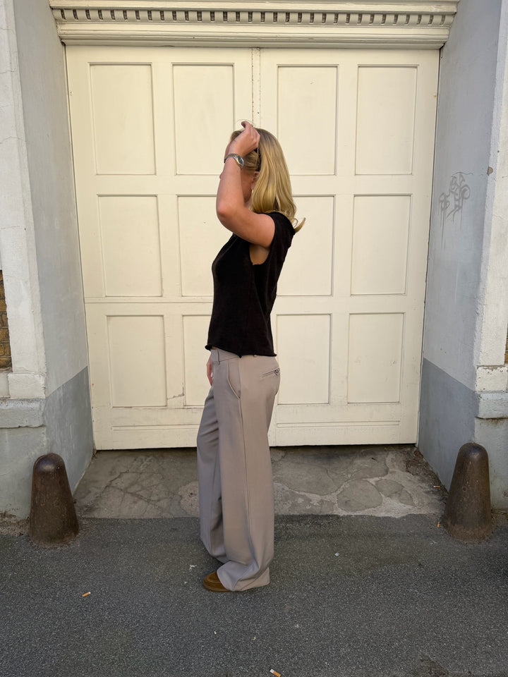 Nora Low Waist Pants - Light Grey