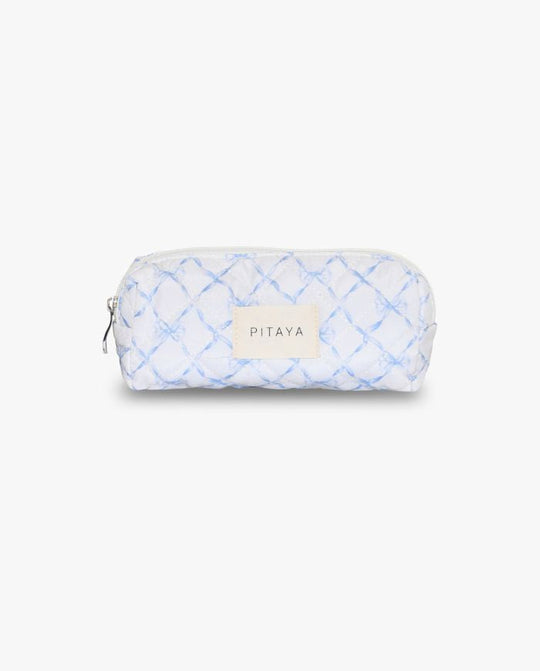 Small Makeup Bag - Blue Bow Check