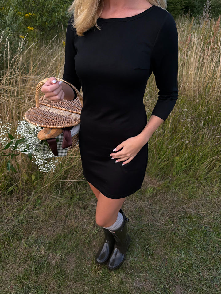 Elvira 3/4 Sleeve Dress - Black