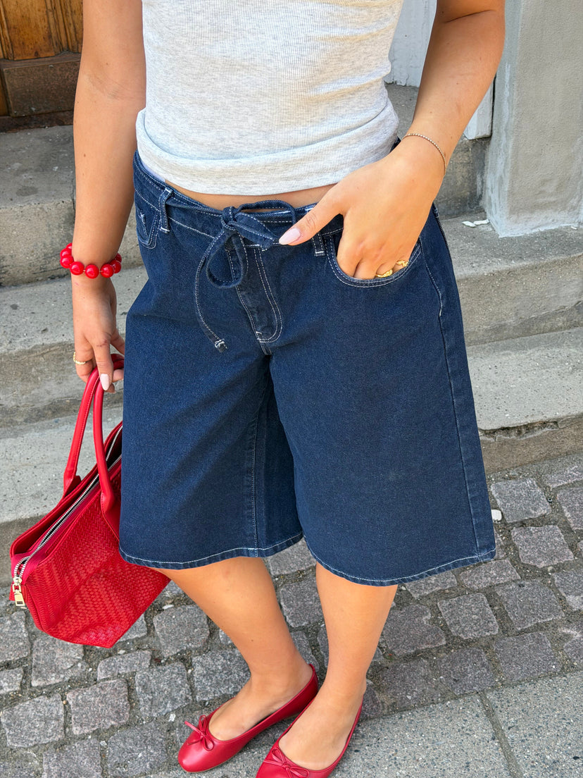 Lana Denim Belt Jorts - Navy Blue