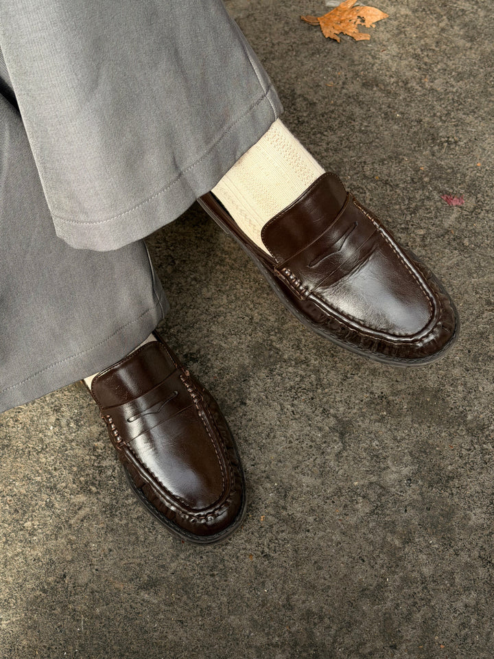 Melinda Mule Loafers - Shiny Dark Brown