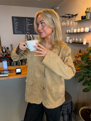 Agnes Faux Suede Blazer - Taupe