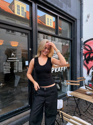 Stinna tanktop met V-hals - Zwart