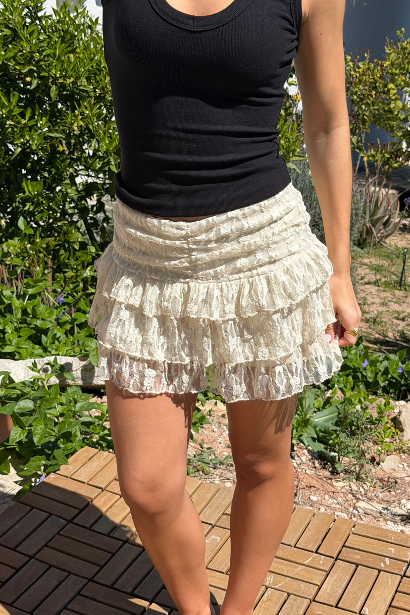 Lisa Lace Mini Skirt - Off White