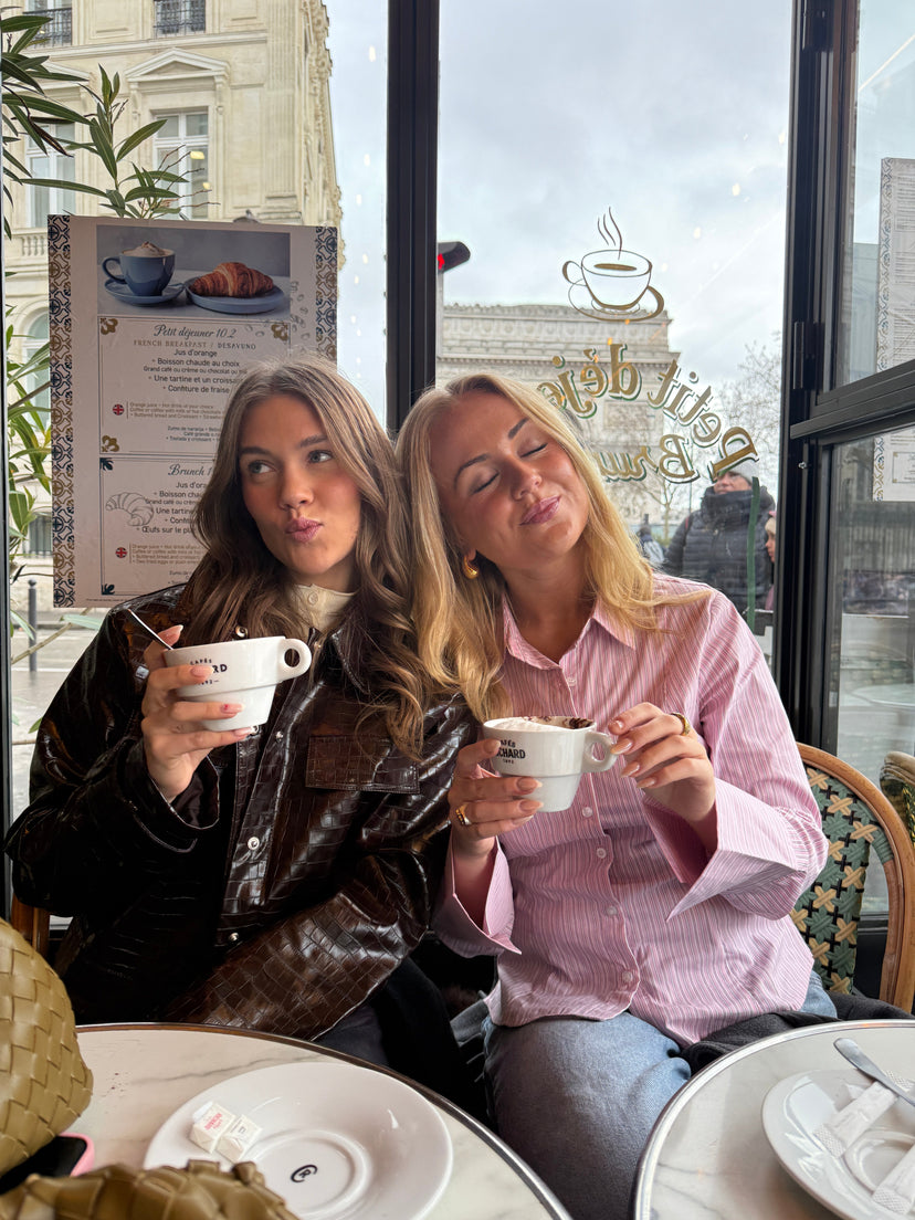 Georgina Waisted Shirt - Light Pink/White Stripe