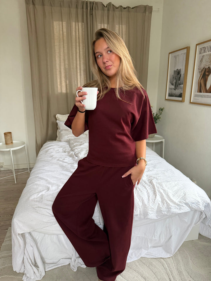 Riley Waisted Top - Burgundy