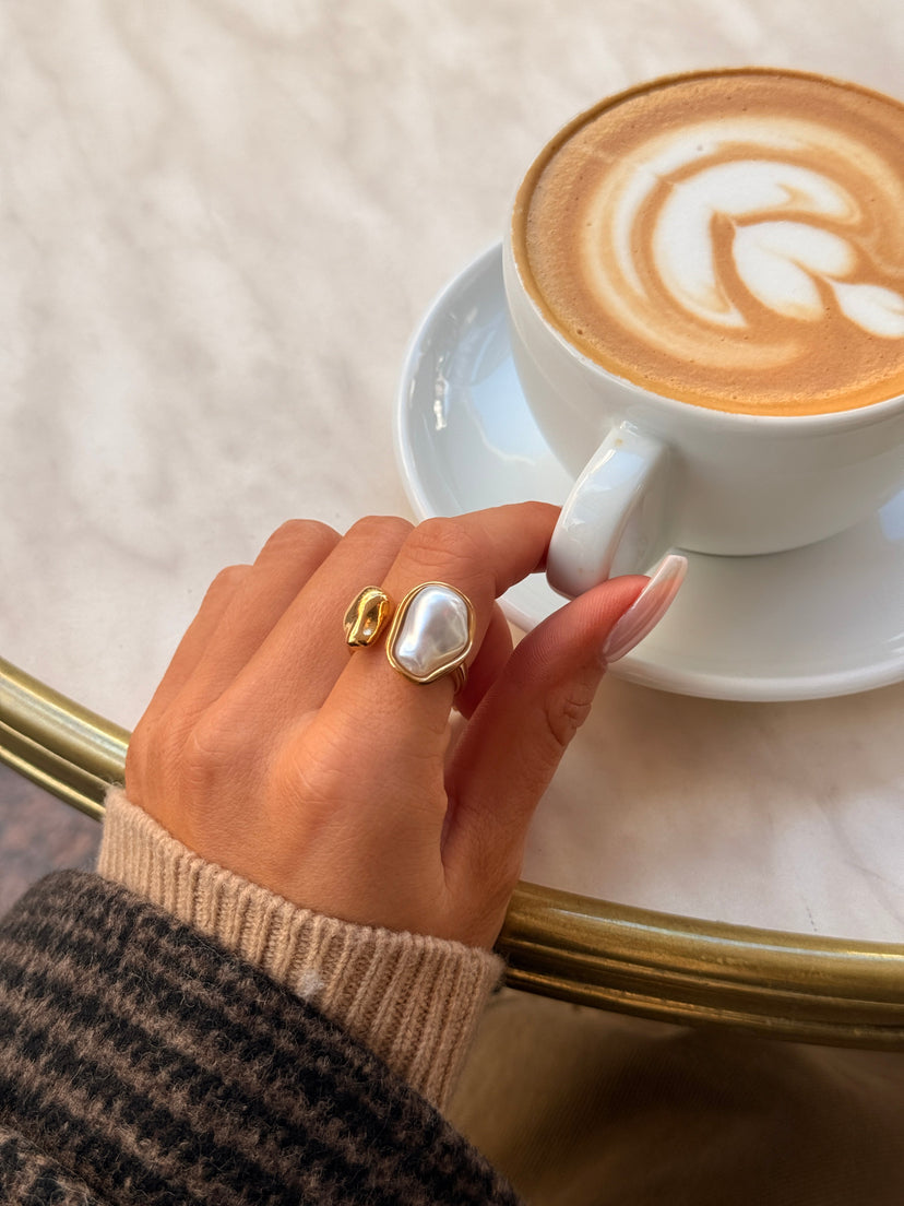Ruby Pearl Ring - Gold Plated