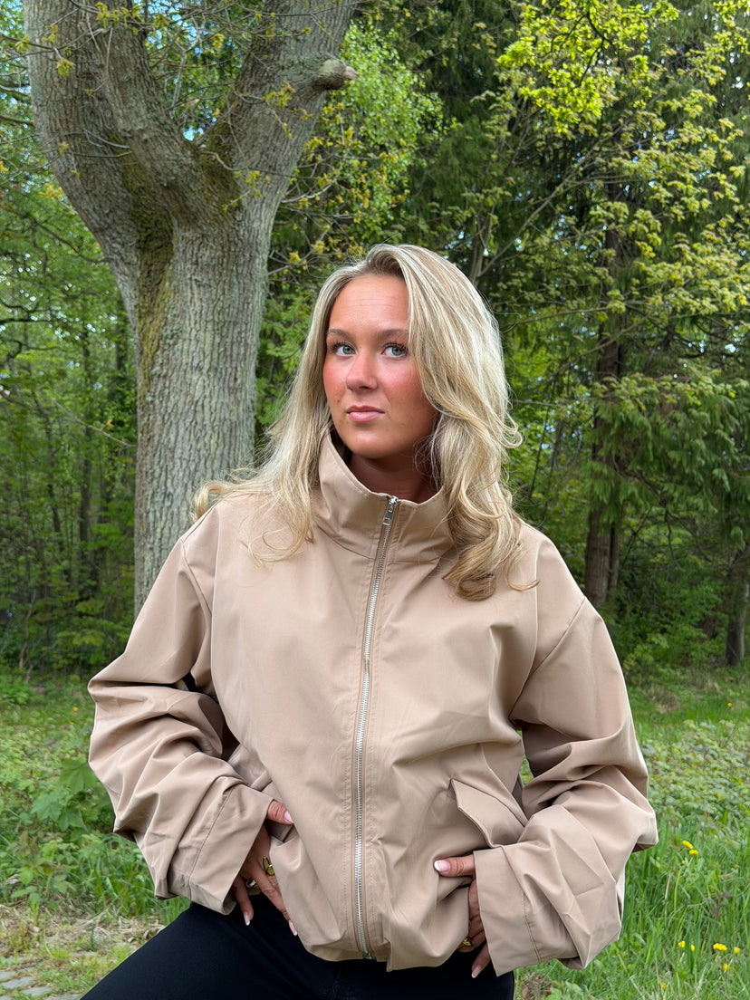 Noelle Balloon Bomber Jacket - Dark Beige
