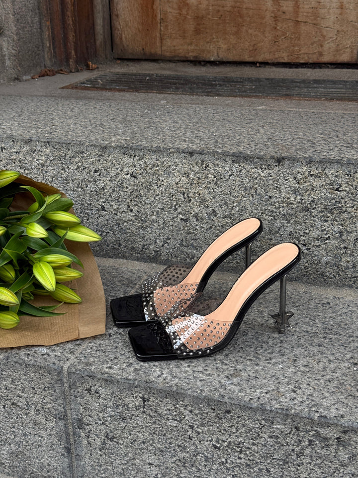 Evelina Studded Star Mule - Black