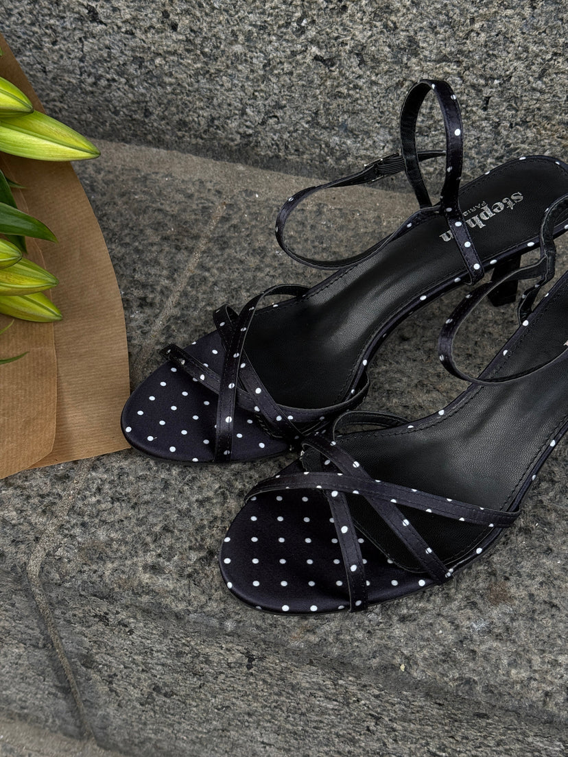 Annika Dots Satin Heels - Black