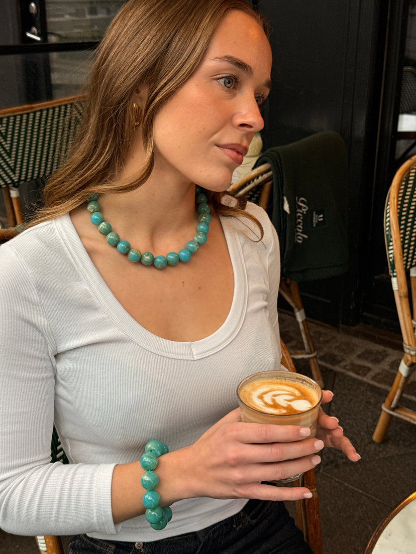 Joanna Pearl Necklace - Turquoise Blue