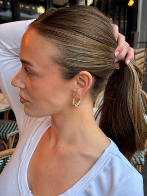 Elna Swirl Stone Earrings - Gold Plated