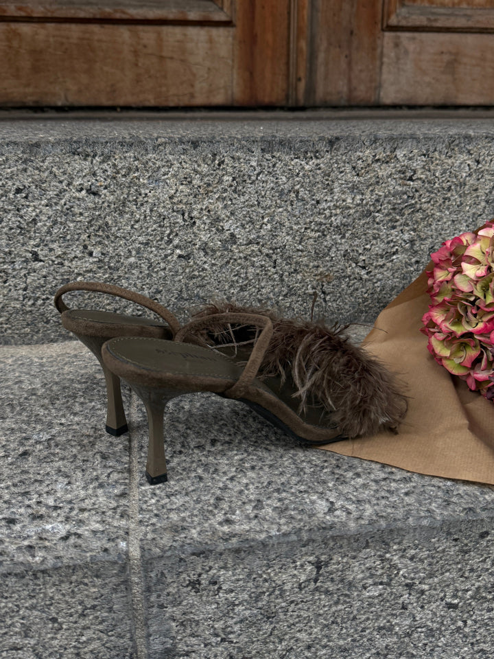 Wilma Feather Heel - Dark Green