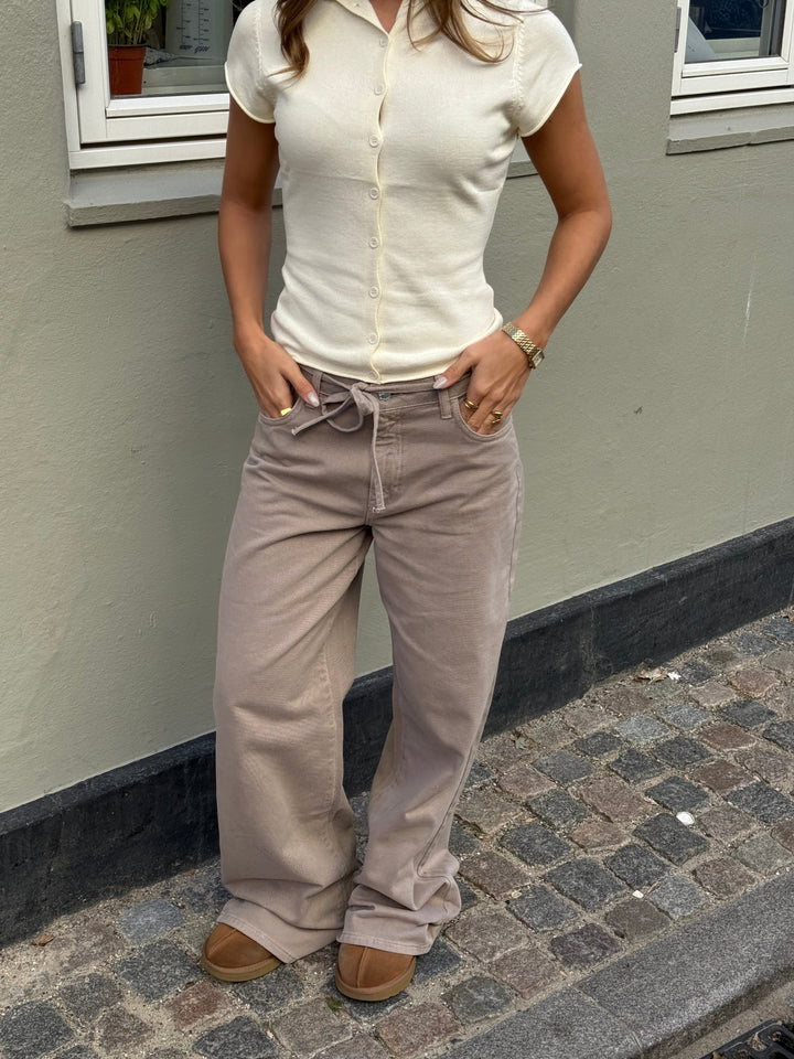 Lana Denim Belt Jeans - Light Brown