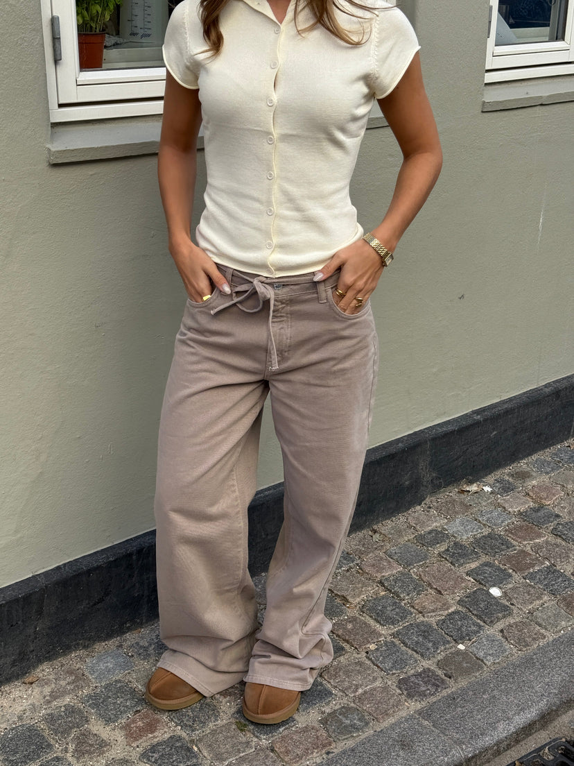 Lana Denim Belt Jeans - Light Brown