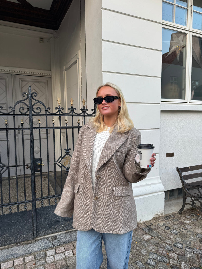 Elnora-bleiseri – Beige/valkoinen