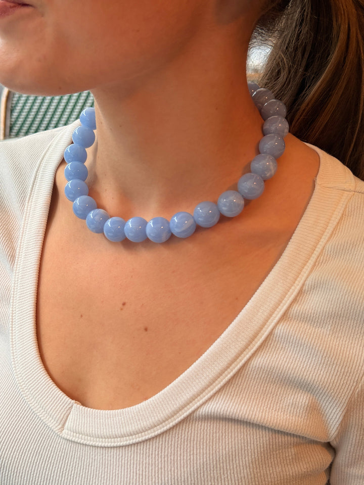 Joanna Pearl Necklace - Light Blue