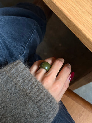 Lisa Round Chunky Ring - Forest Green