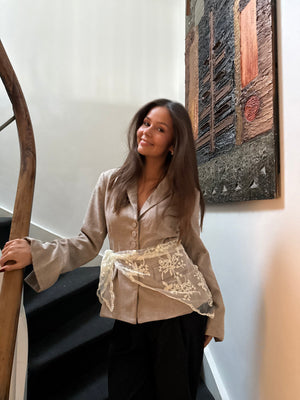 Aida kanten sjaal - gebroken wit