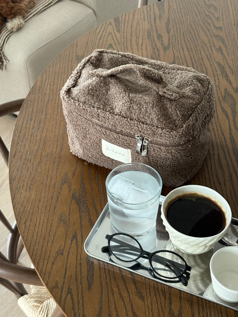 Teddy Makeup Bag Large - Dark Brown