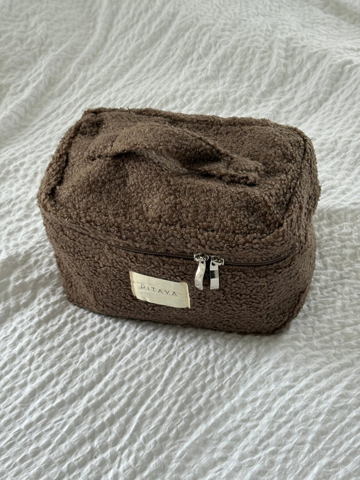 Teddy Makeup Bag Large - Dark Brown