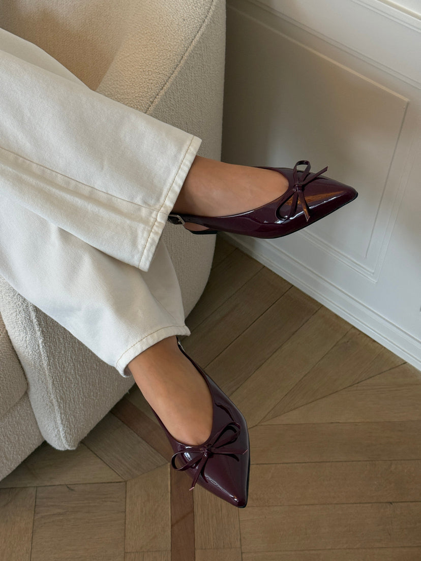 Patricia Slingback Bow Ballerina - Shiny Plum