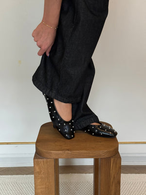Emma Stud Ballerina - Black