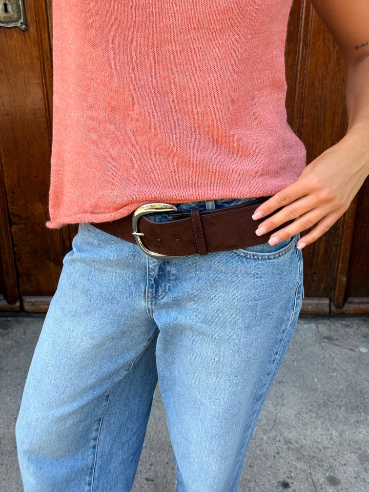 Bolette Wide Belt - Dark Brown