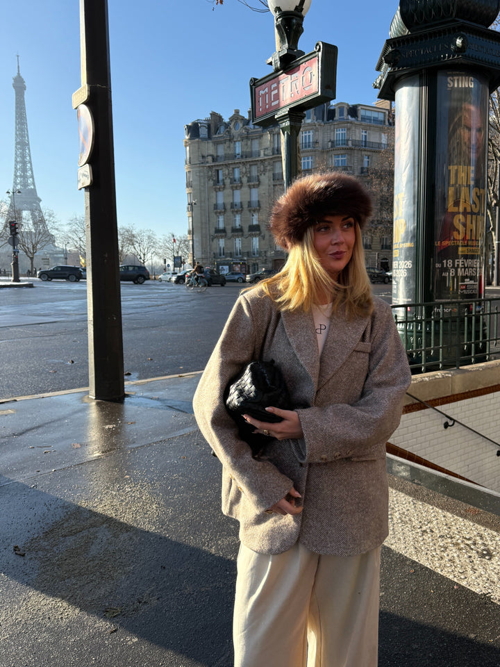 Elnora-bleiseri – Beige/valkoinen