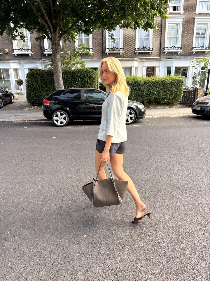 Andrea Strap Bag - Faux Suede Lava Stone