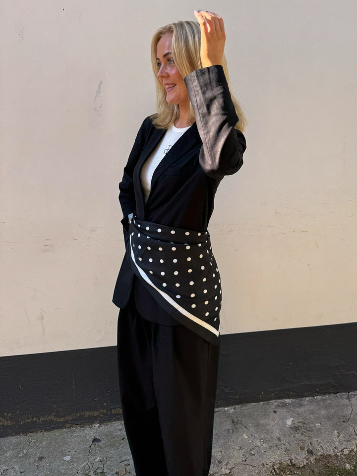 Large Satin Scarf - Black Dot