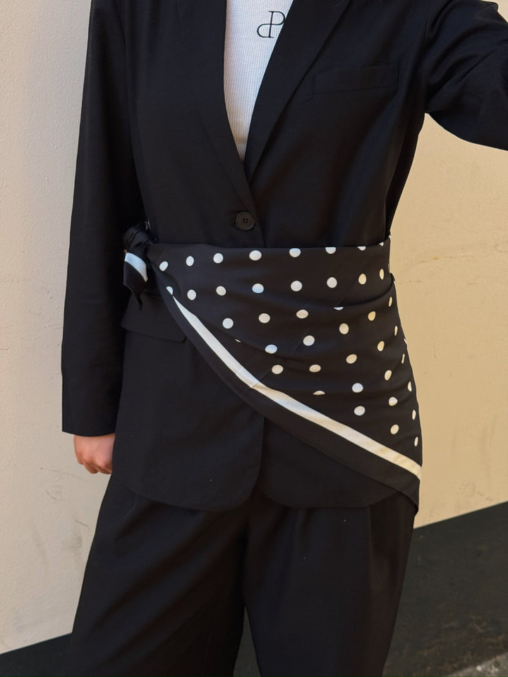 Large Satin Scarf - Black Dot