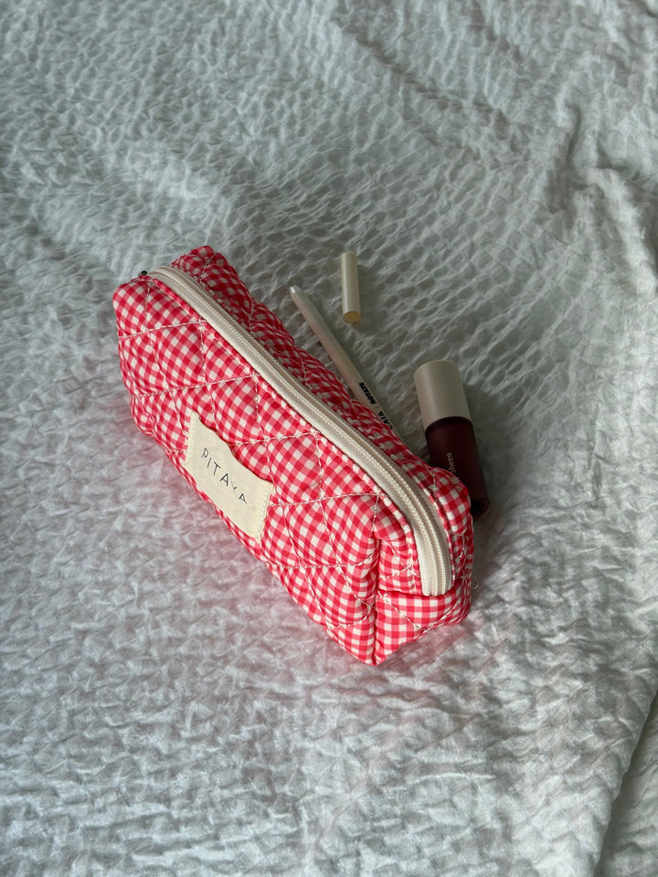 Small Makeup Bag - Red Check