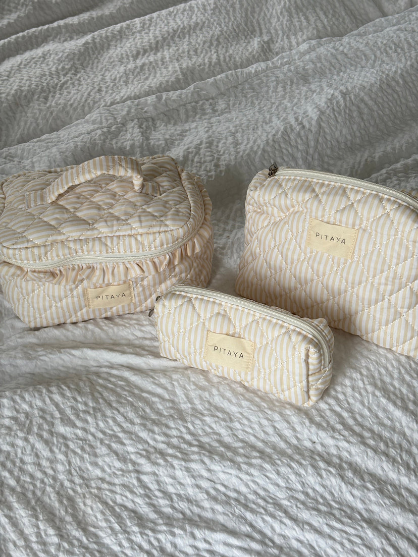 Small Makeup Bag - Yellow Stripe