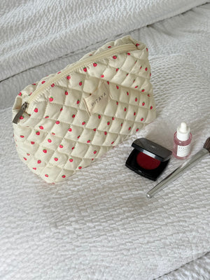 Medium Triangle Makeup Bag - Strawberries