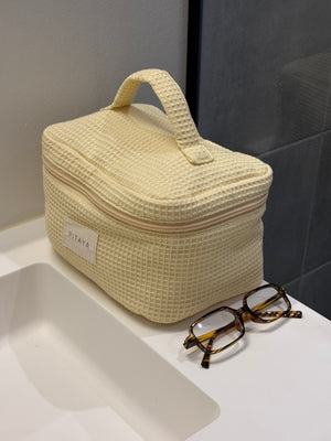 Large Waffle Makeup Bag - Light Yellow