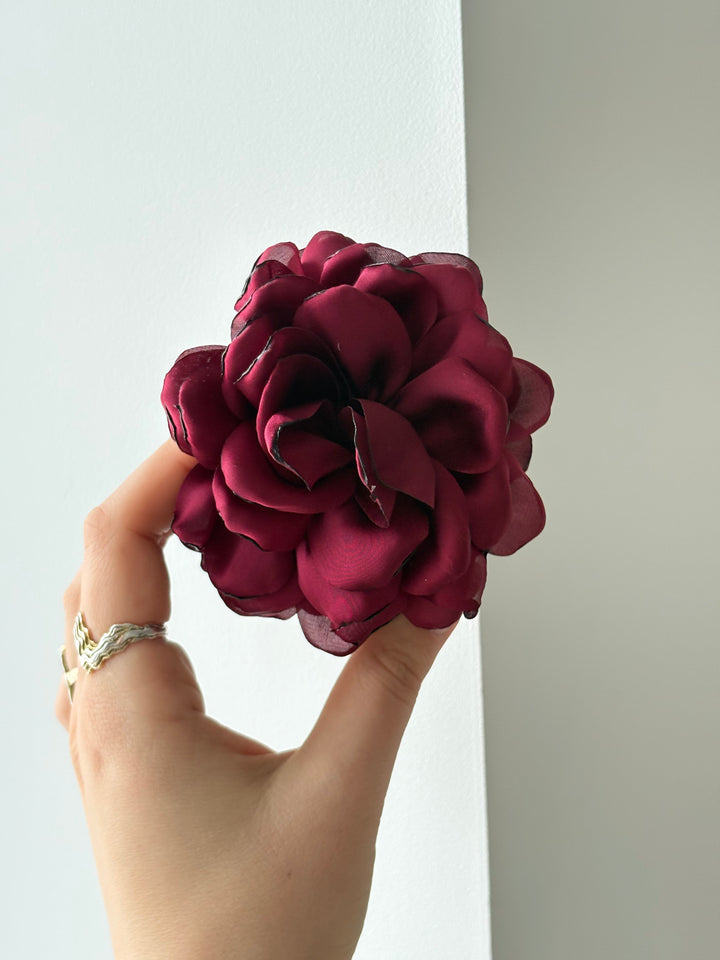 Flower Hairclip - Burgundy