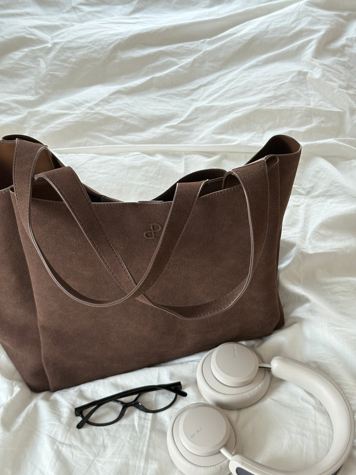 Sophia Bag Medium - Faux Suede Dark Brown