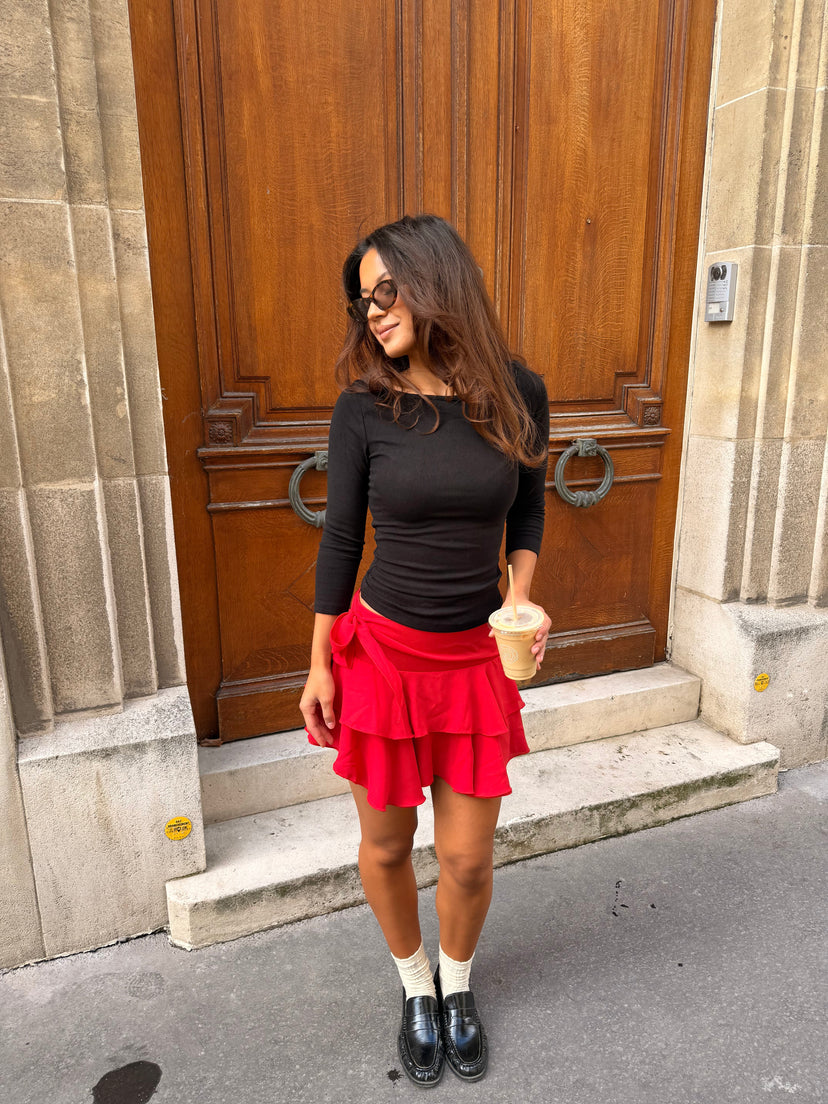 Fie Mini Frill Skirt - Vibrant Red