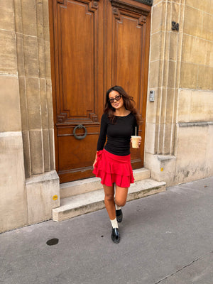 Fie Mini Frill Skirt - Vibrant Red