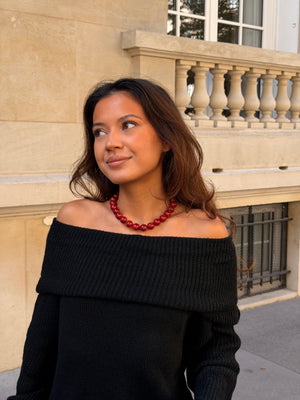 Joanna Pearl Necklace - Red