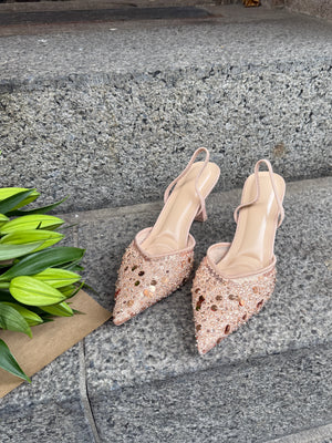 Svea Sequins Slingbacks - Taupe
