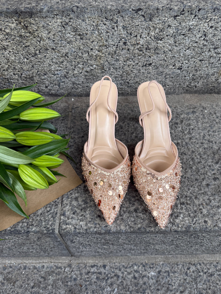 Svea Sequins Slingbacks - Taupe