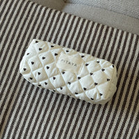 Small Makeup Bag - Beige/Dark Brown Hearts