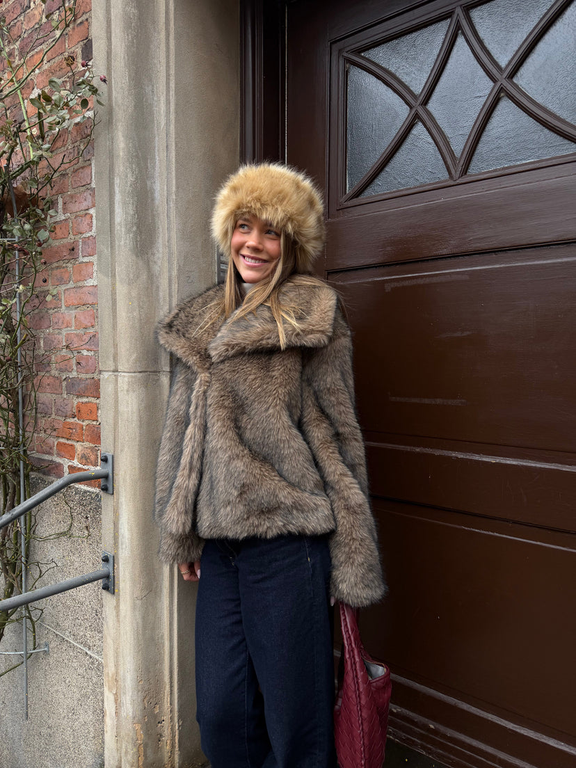 Marina Faux Fur Jacket - Brown