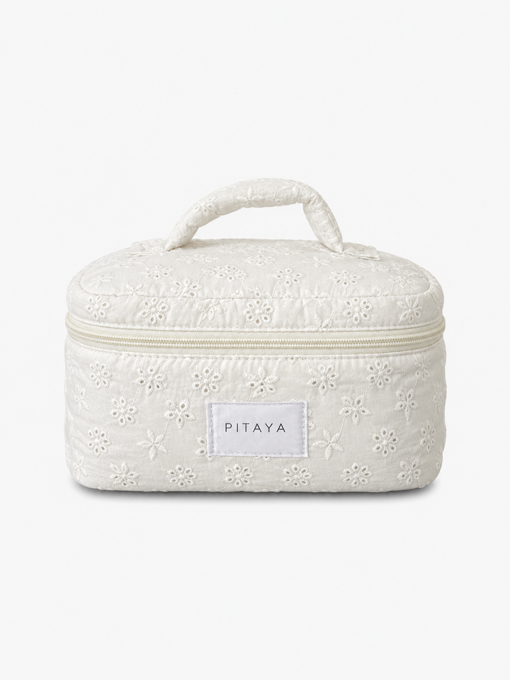 Large Makeup Bag - White Broderie Anglaise