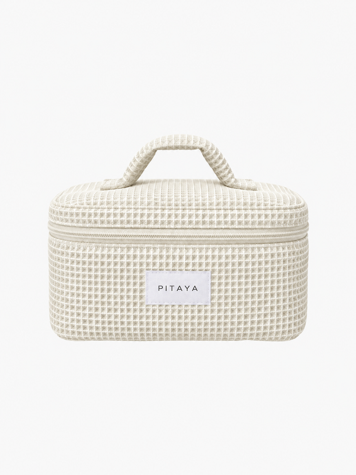 Large Waffle Makeup Bag - White